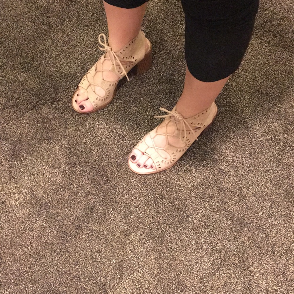 Cute off brown high heels.